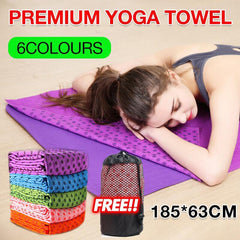 Non Slip Yoga Towel Mat Microfiber Fitness Gym Exercise Blanket with Carry Bag - Orange
