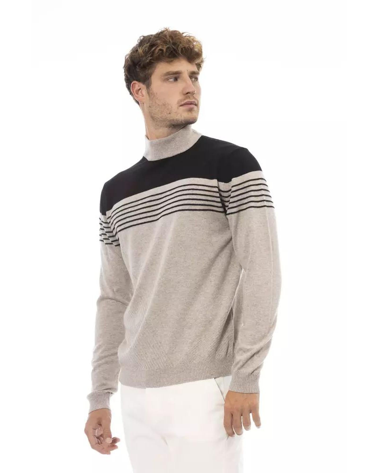 Alpha Studio Men's Beige Viscose Sweater