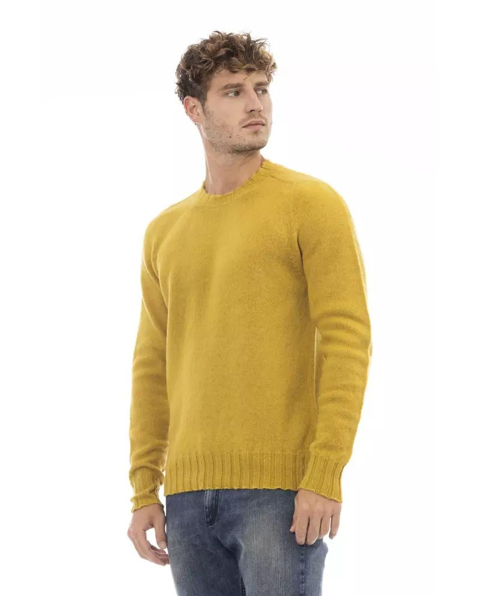 Alpha Studio Men's Yellow Wool Sweater - 50 IT