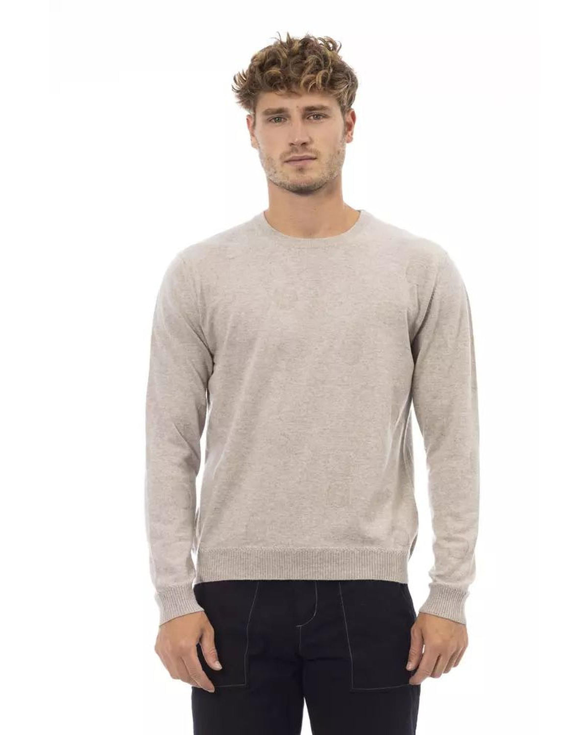 Alpha Studio Men's Beige Viscose Sweater - 48 IT