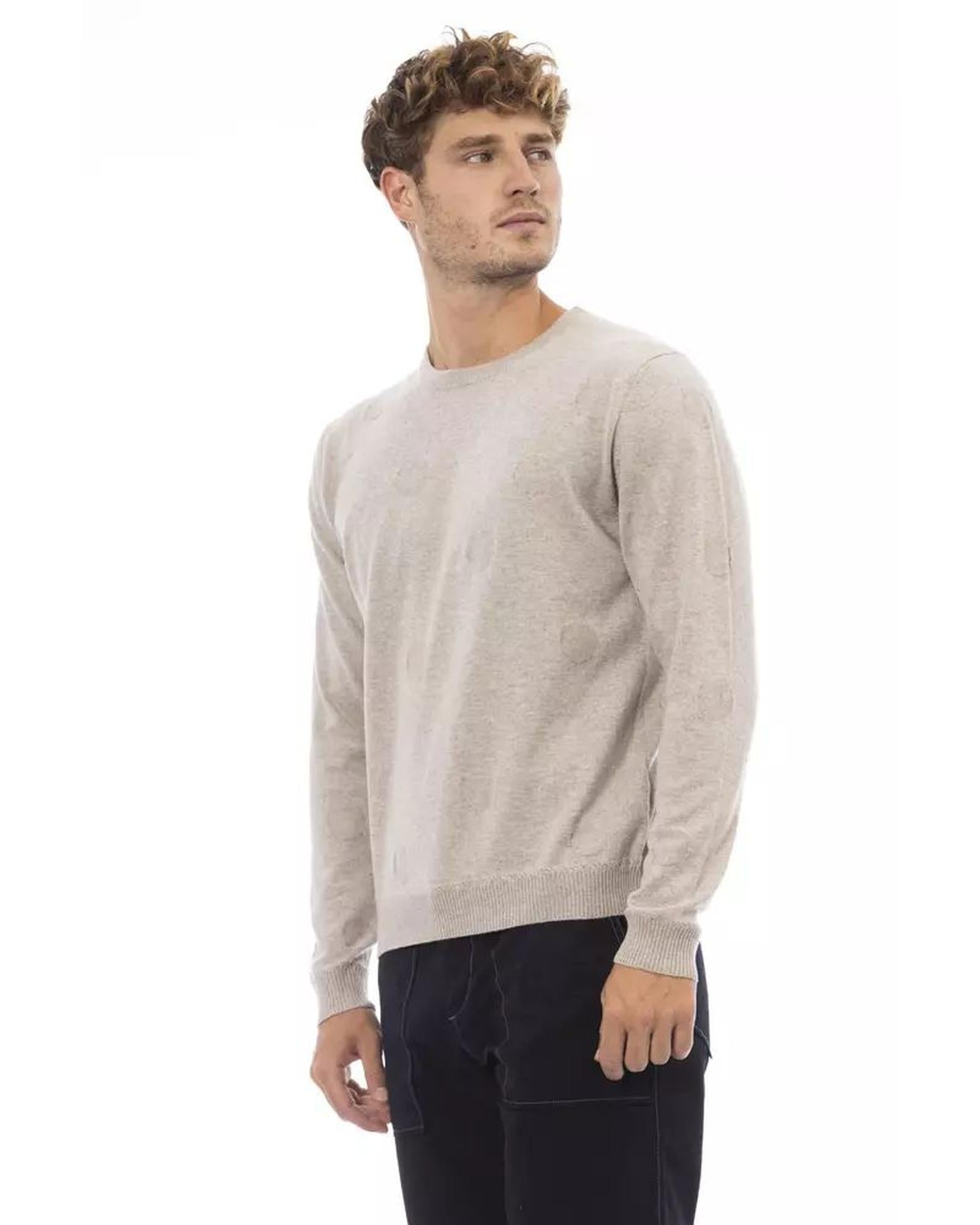 Alpha Studio Men's Beige Viscose Sweater