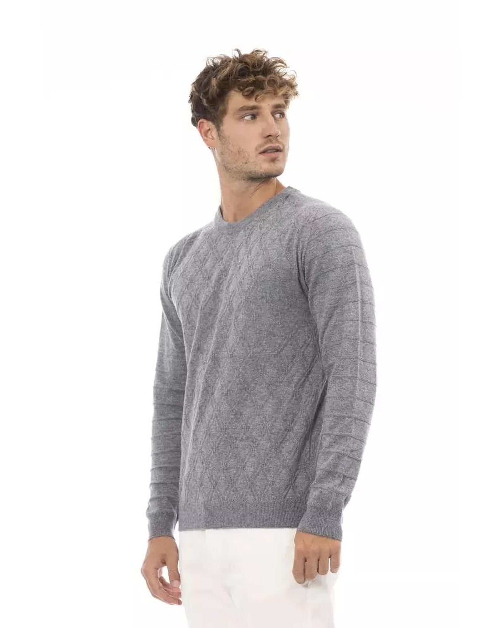 Alpha Studio Men's Gray Viscose Sweater