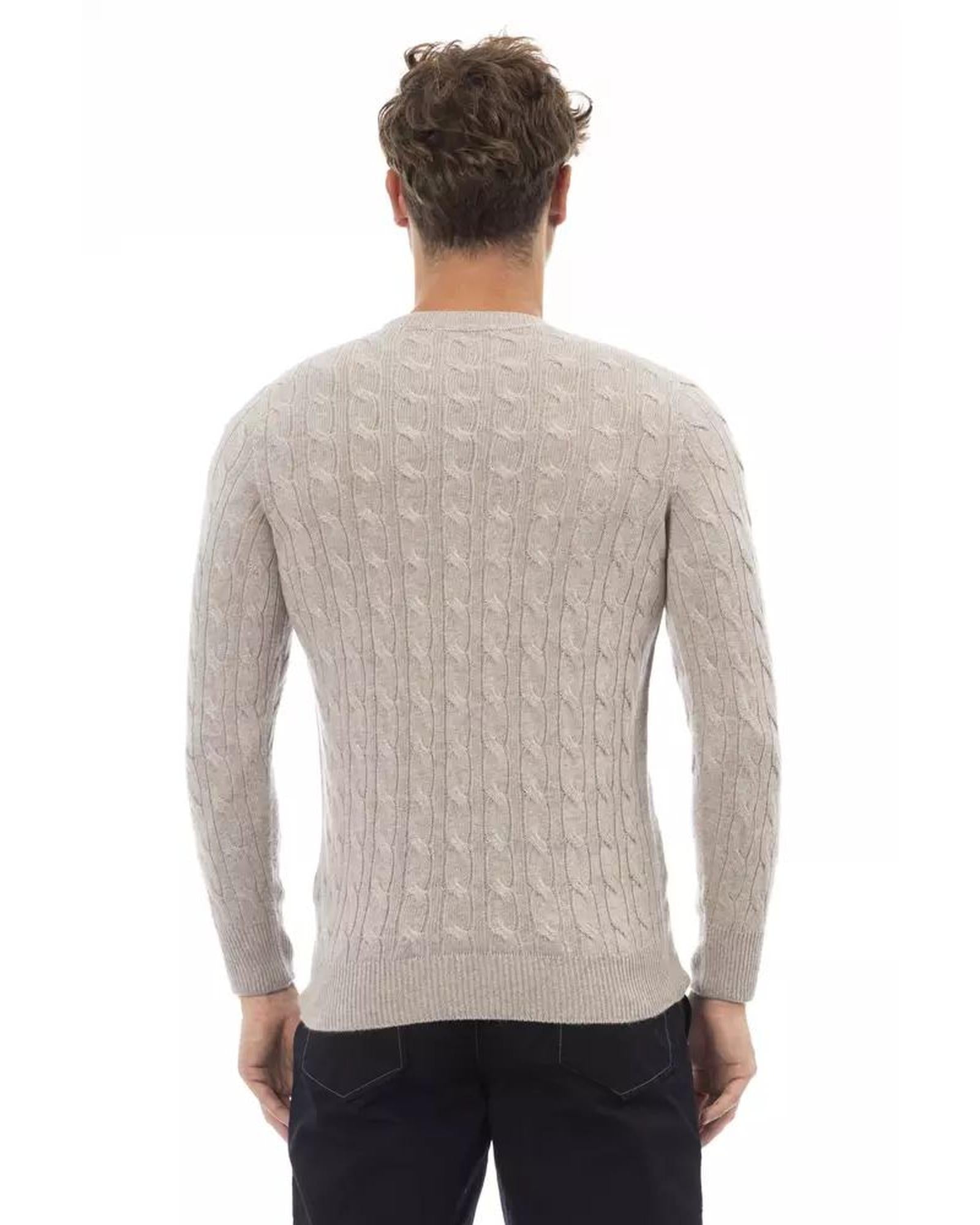 Alpha Studio Men's Beige Viscose Sweater