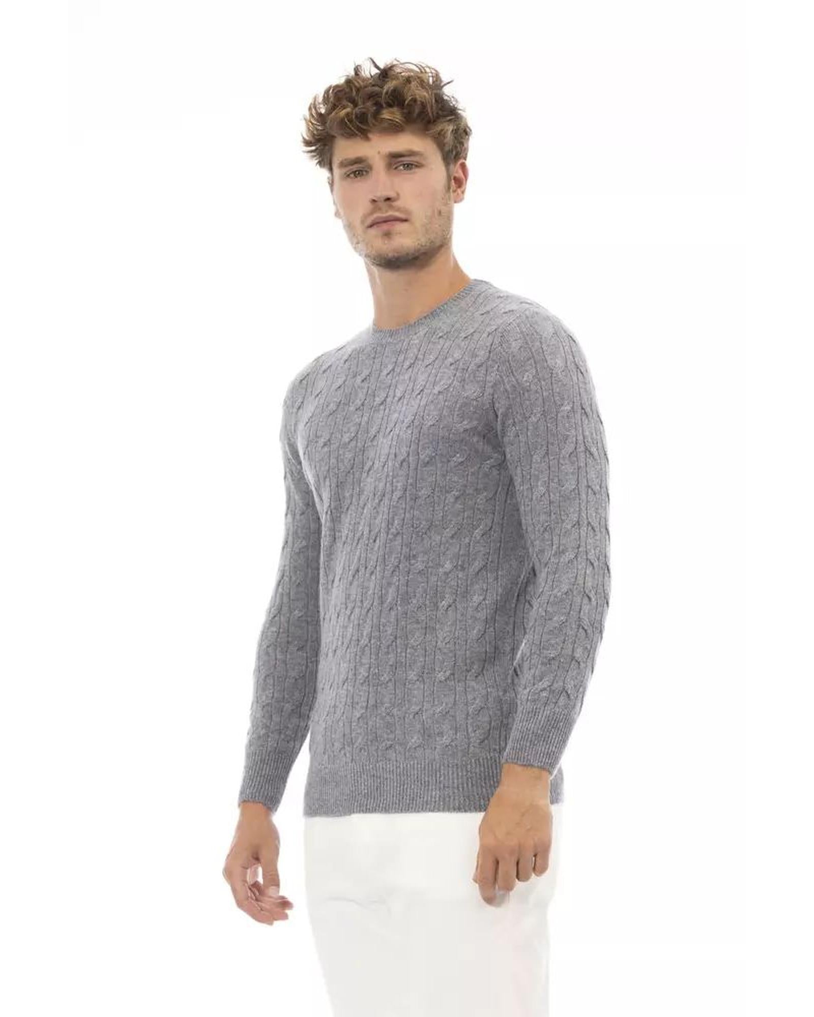 Alpha Studio Men's Gray Viscose Sweater