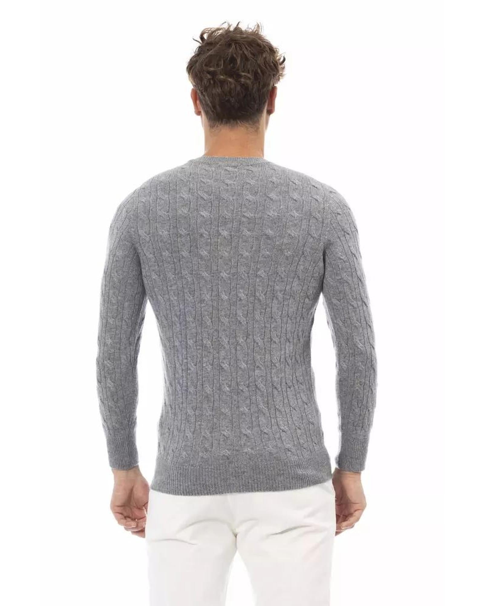 Alpha Studio Men's Gray Viscose Sweater