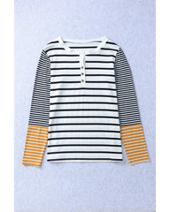 Azura Exchange Stripe Button Henley Top