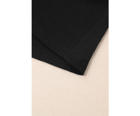 Azura Exchange Puff Sleeve Waffle Knit Top - M