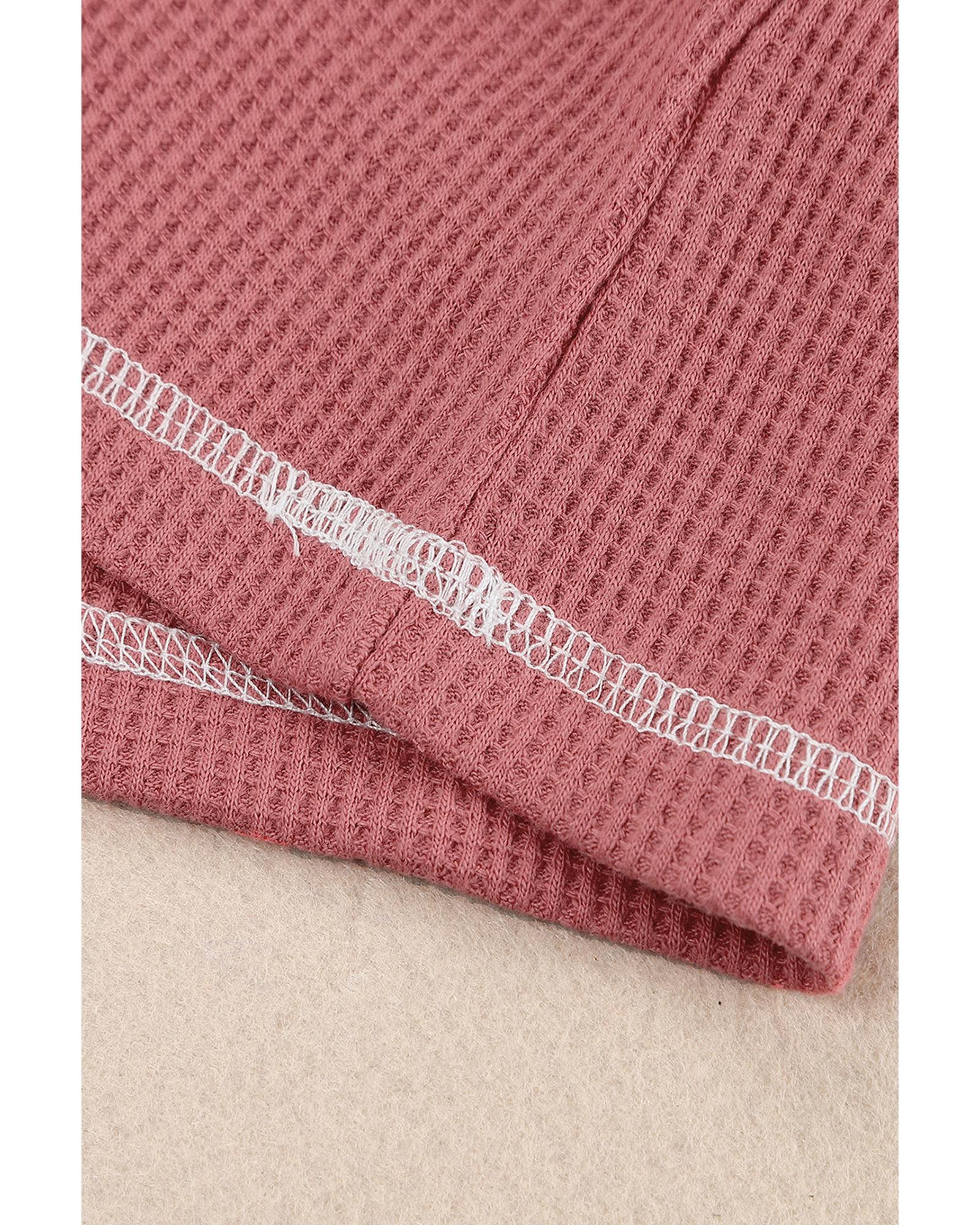 Azura Exchange Stylish Contrast Stitching Waffle Knit Pullover