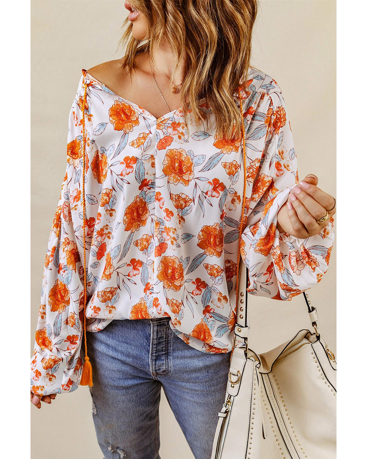 Azura Exchange Floral Print Dolman Blouse - L