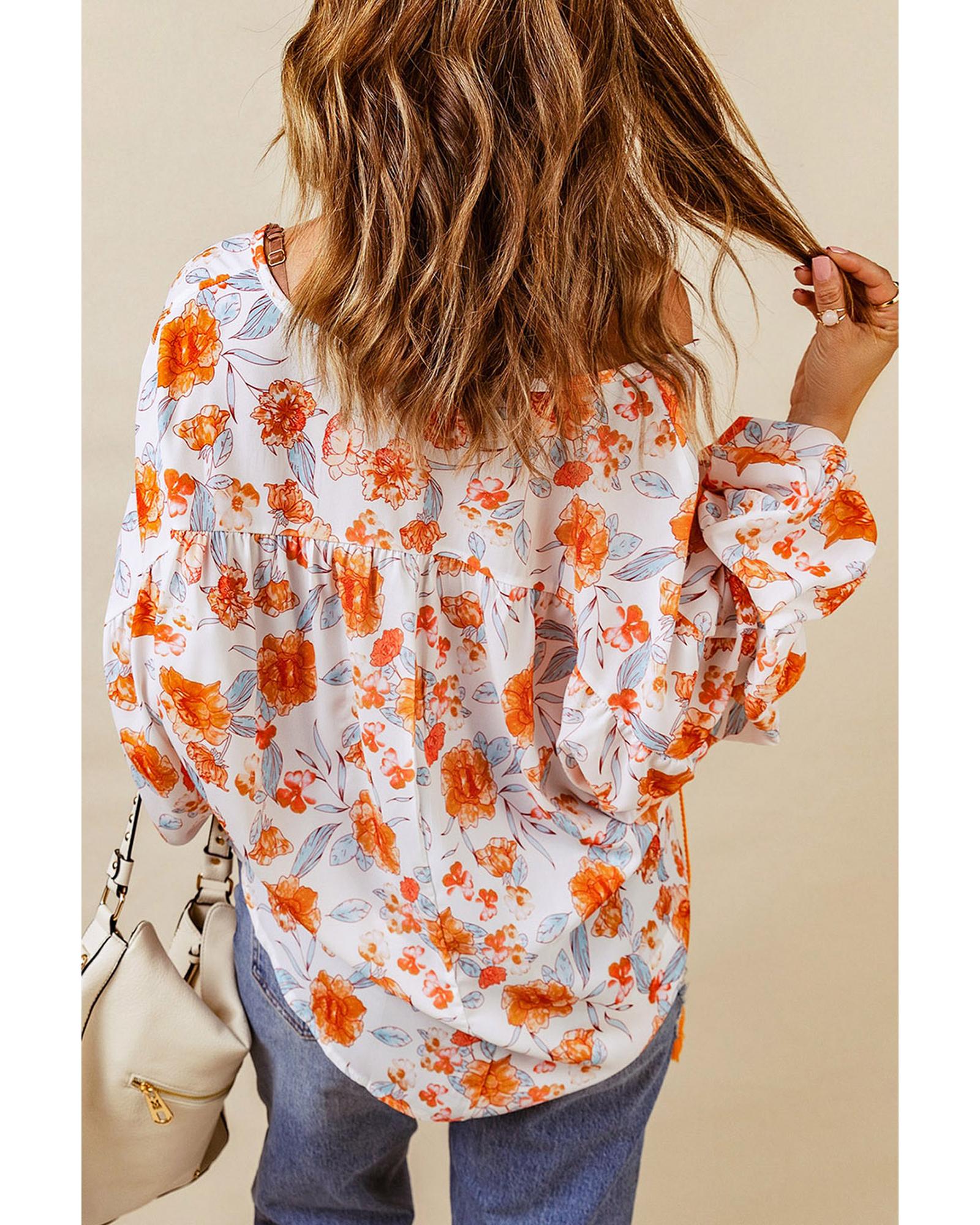 Azura Exchange Floral Print Dolman Blouse - L