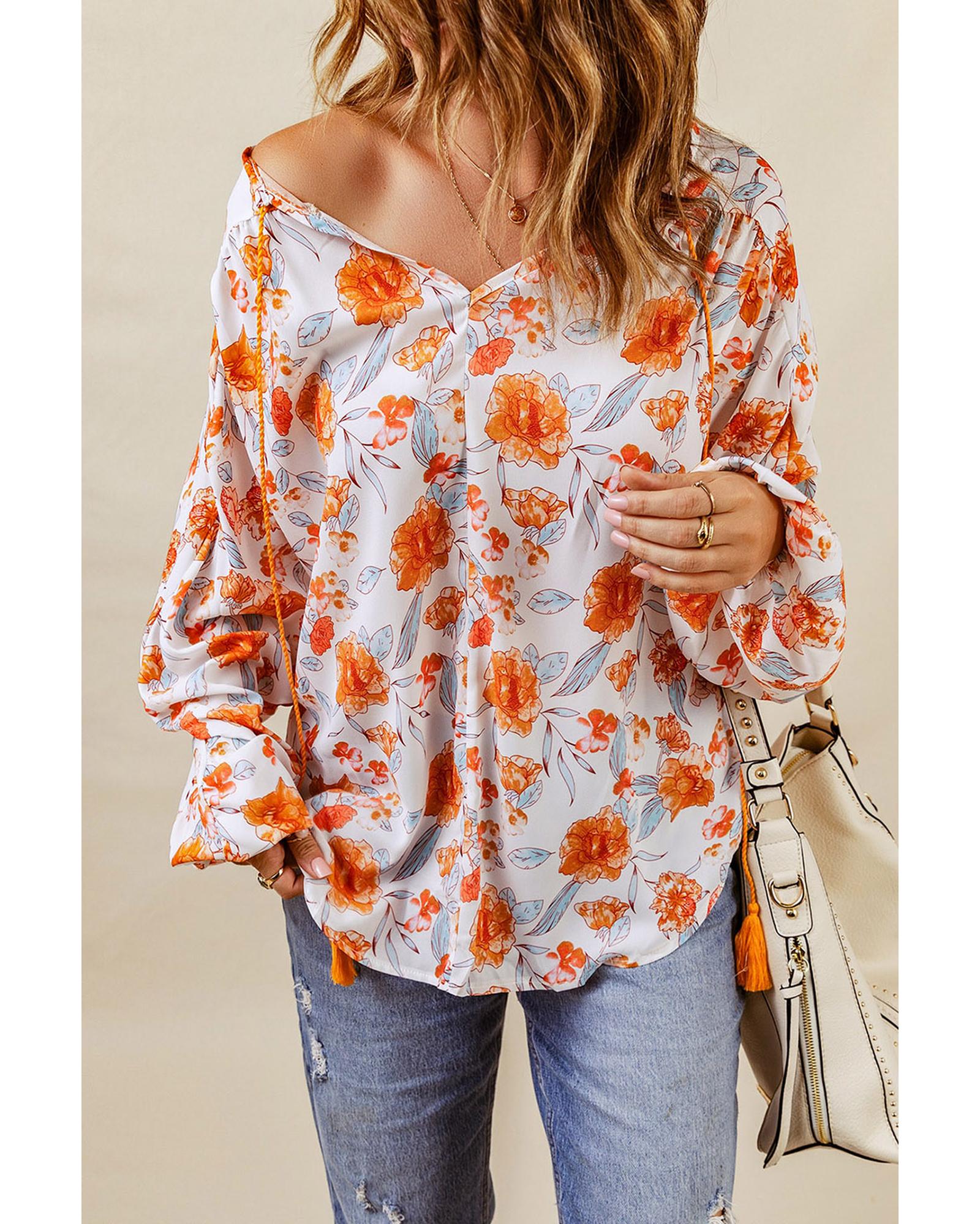 Azura Exchange Floral Print Dolman Blouse - L