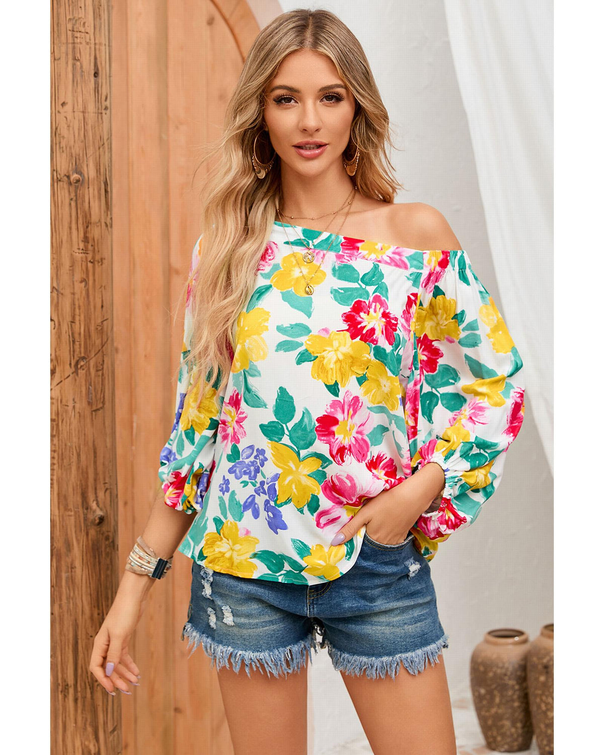 Azura Exchange Floral Off Shoulder Top - XL