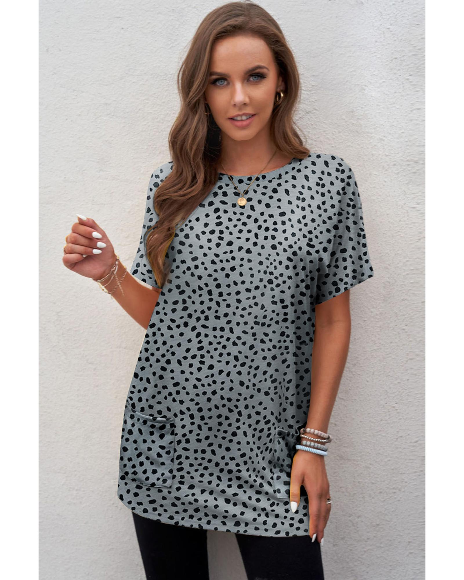 Azura Exchange Leopard Print Tunic Top with Side Pockets - S