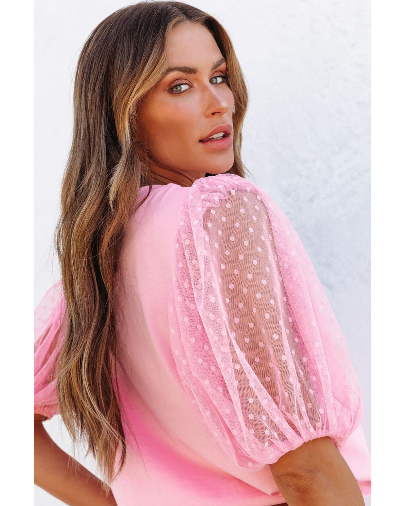 Azura Exchange Puff Sleeve Top in Tulle