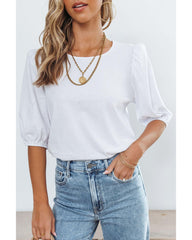 Azura Exchange Puff Sleeve Keyhole Back Top