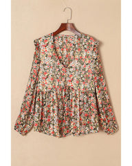 Azura Exchange Floral Ruffled Babydoll Blouse - S