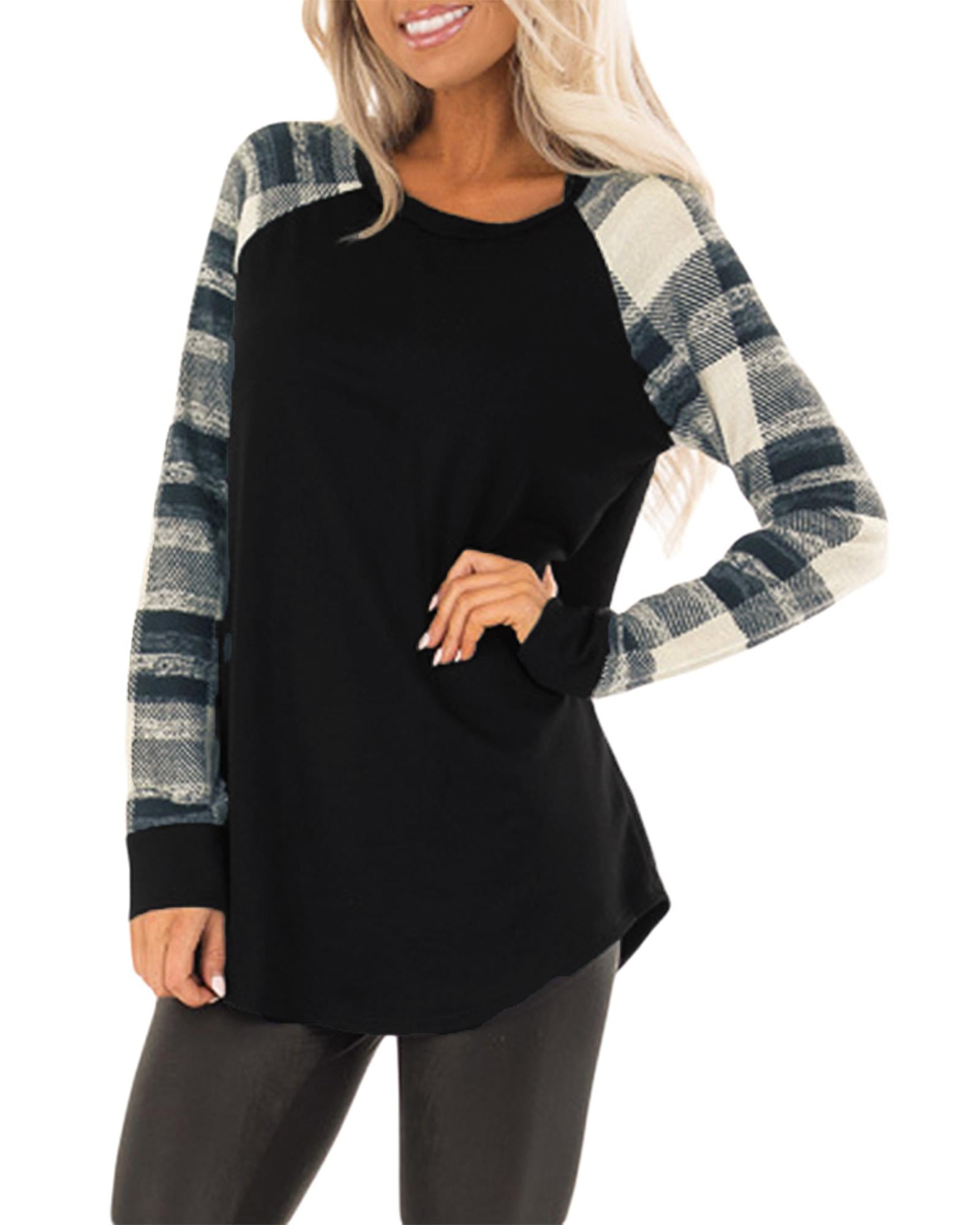 Azura Exchange Plaid Long Sleeves Pullover Top - L