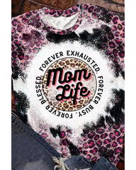 Azura Exchange Leopard Print Graphic Tee with Mom Life Slogan