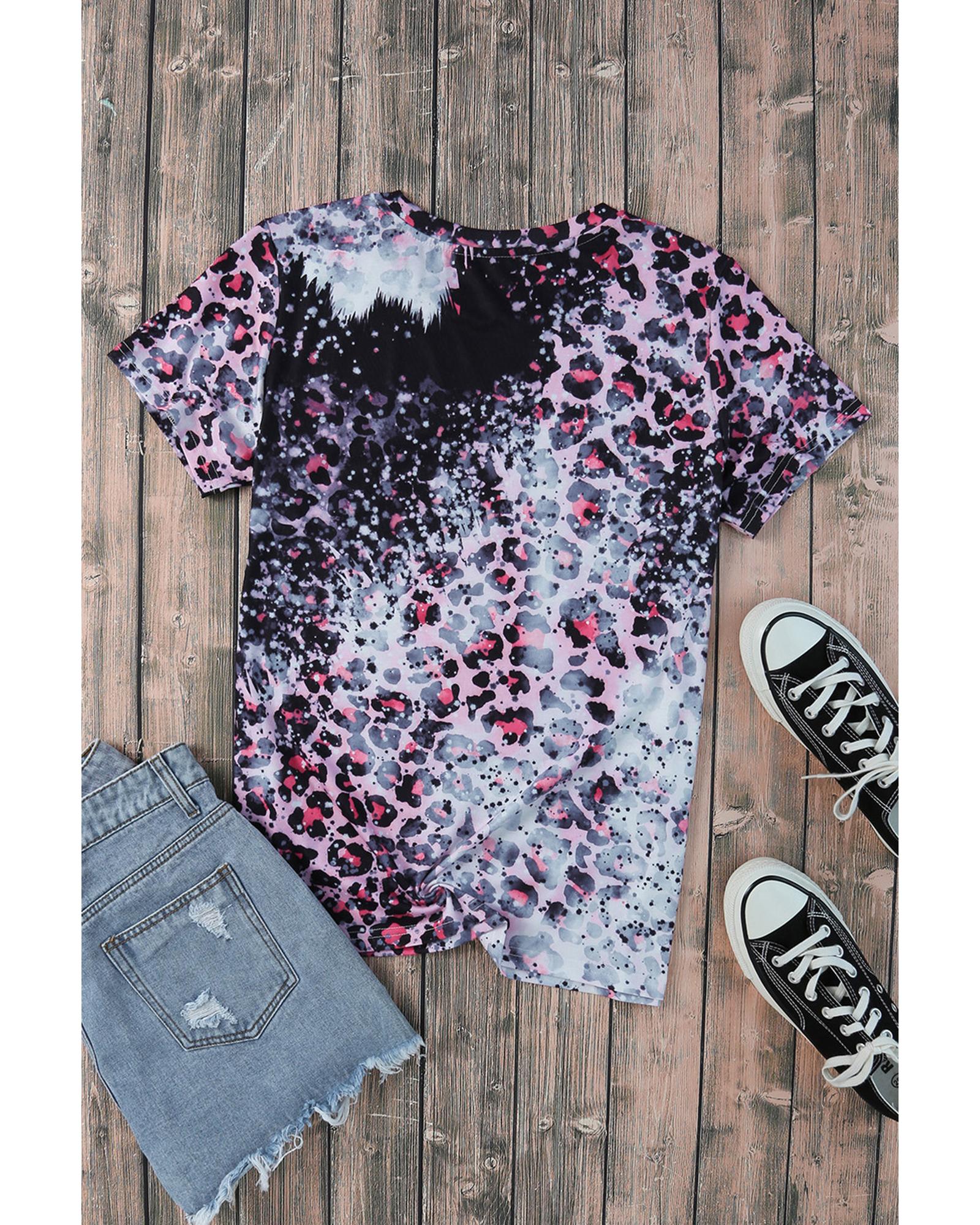 Azura Exchange Leopard Print Graphic Tee with Mom Life Slogan