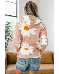 Azura Exchange Daisy Print Doublehood Sweatshirt - M