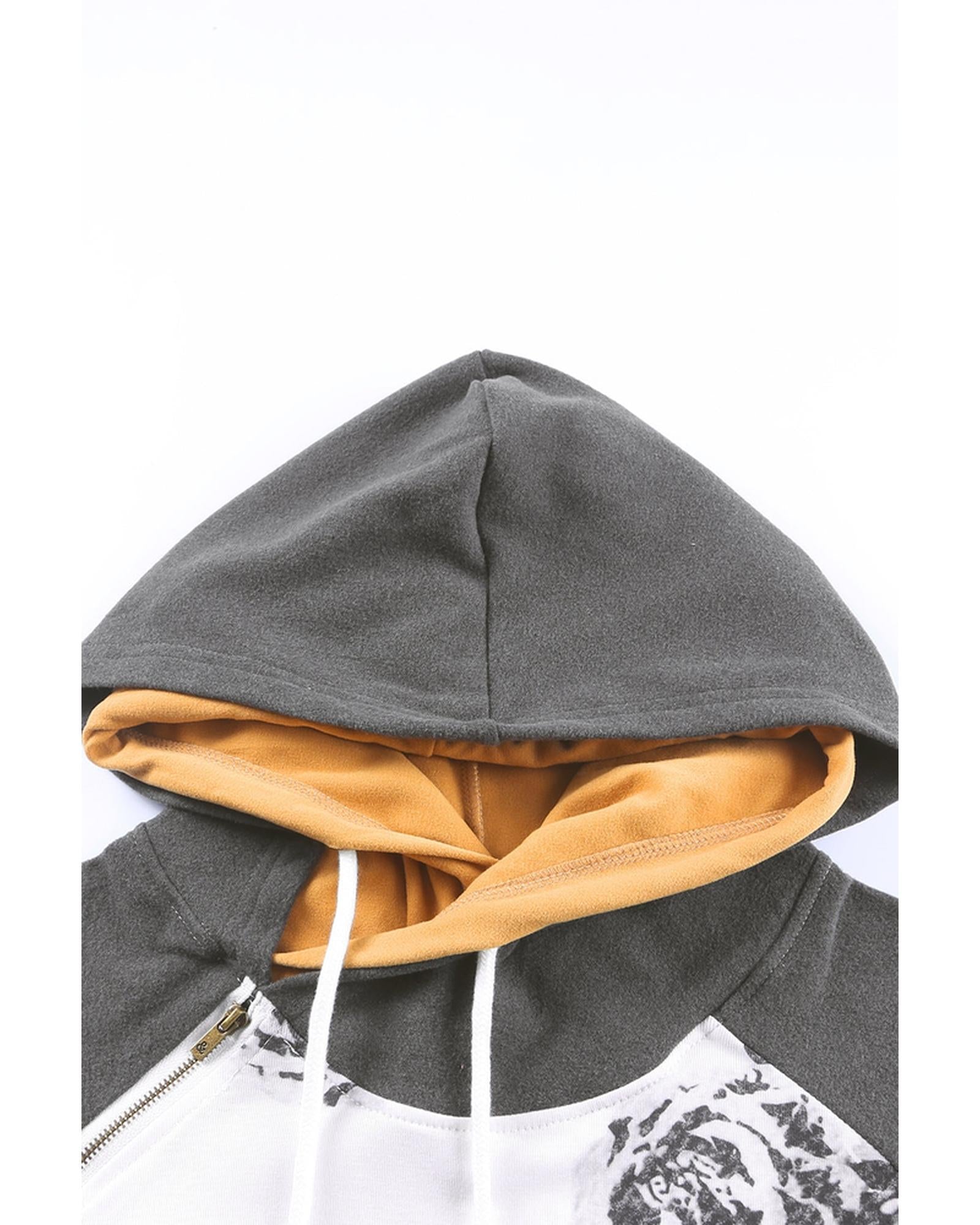 Azura Exchange Raglan Sleeves Double Hood Sweatshirt with Floral Pattern - S