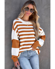 Azura Exchange Drop Shoulder Striped Pullover Sweatshirt - XL