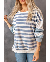 Azura Exchange Drop Shoulder Striped Pullover Sweatshirt - XL