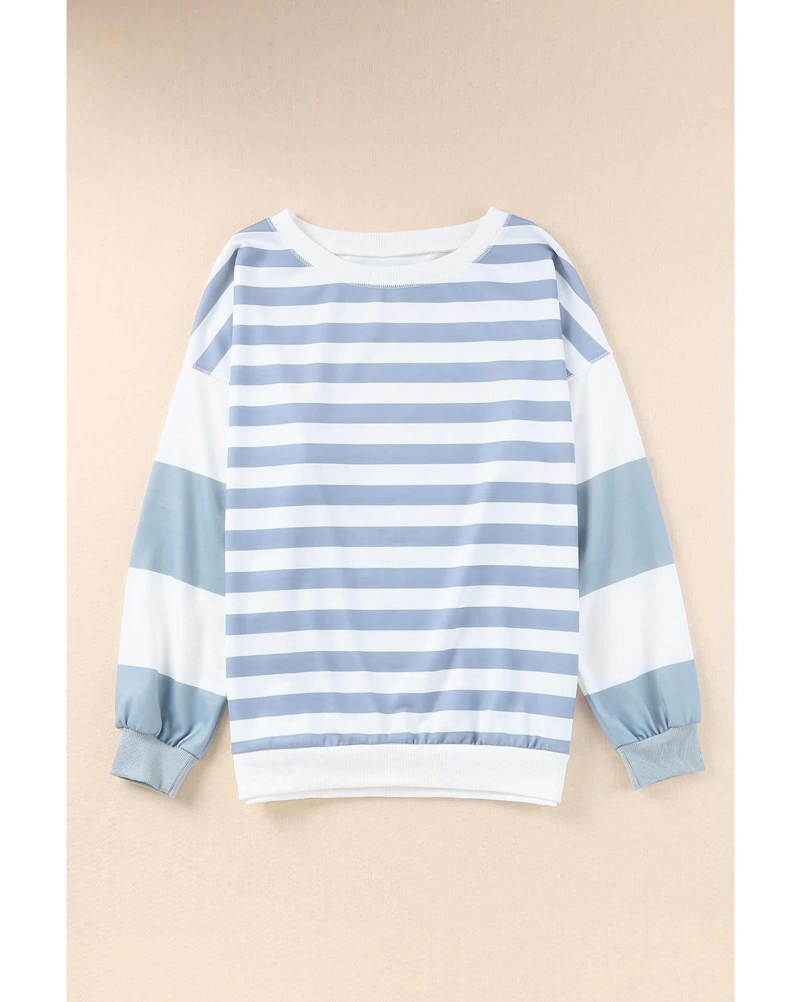 Azura Exchange Drop Shoulder Striped Pullover Sweatshirt - XL