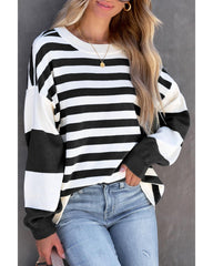 Azura Exchange Drop Shoulder Striped Pullover Sweatshirt - XL