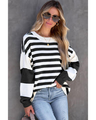 Azura Exchange Drop Shoulder Striped Pullover Sweatshirt - XL