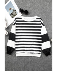 Azura Exchange Drop Shoulder Striped Pullover Sweatshirt - XL