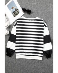 Azura Exchange Drop Shoulder Striped Pullover Sweatshirt - XL