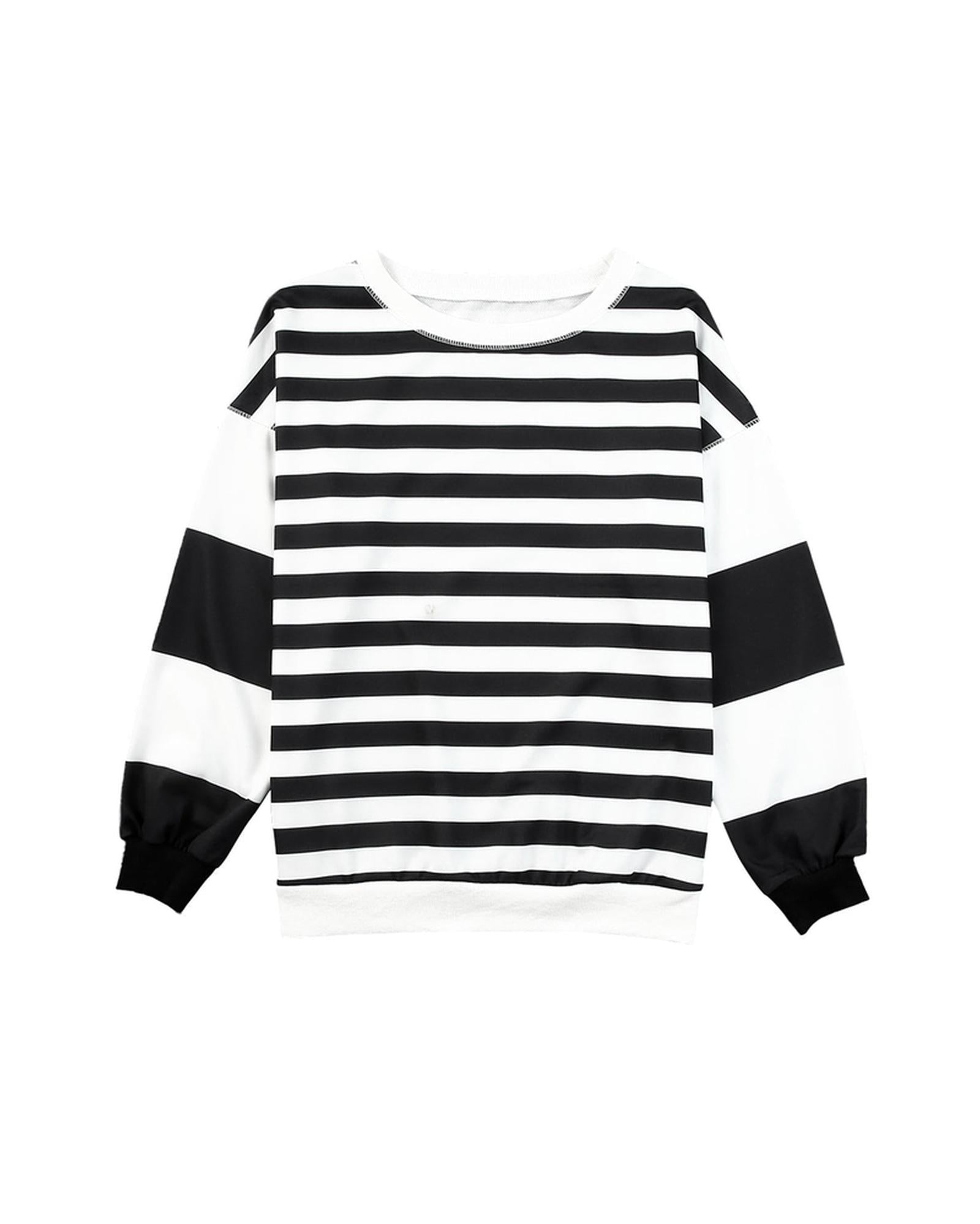 Azura Exchange Drop Shoulder Striped Pullover Sweatshirt - XL