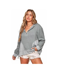 Azura Exchange Contrast Patchwork Pullover Hoodie - XL