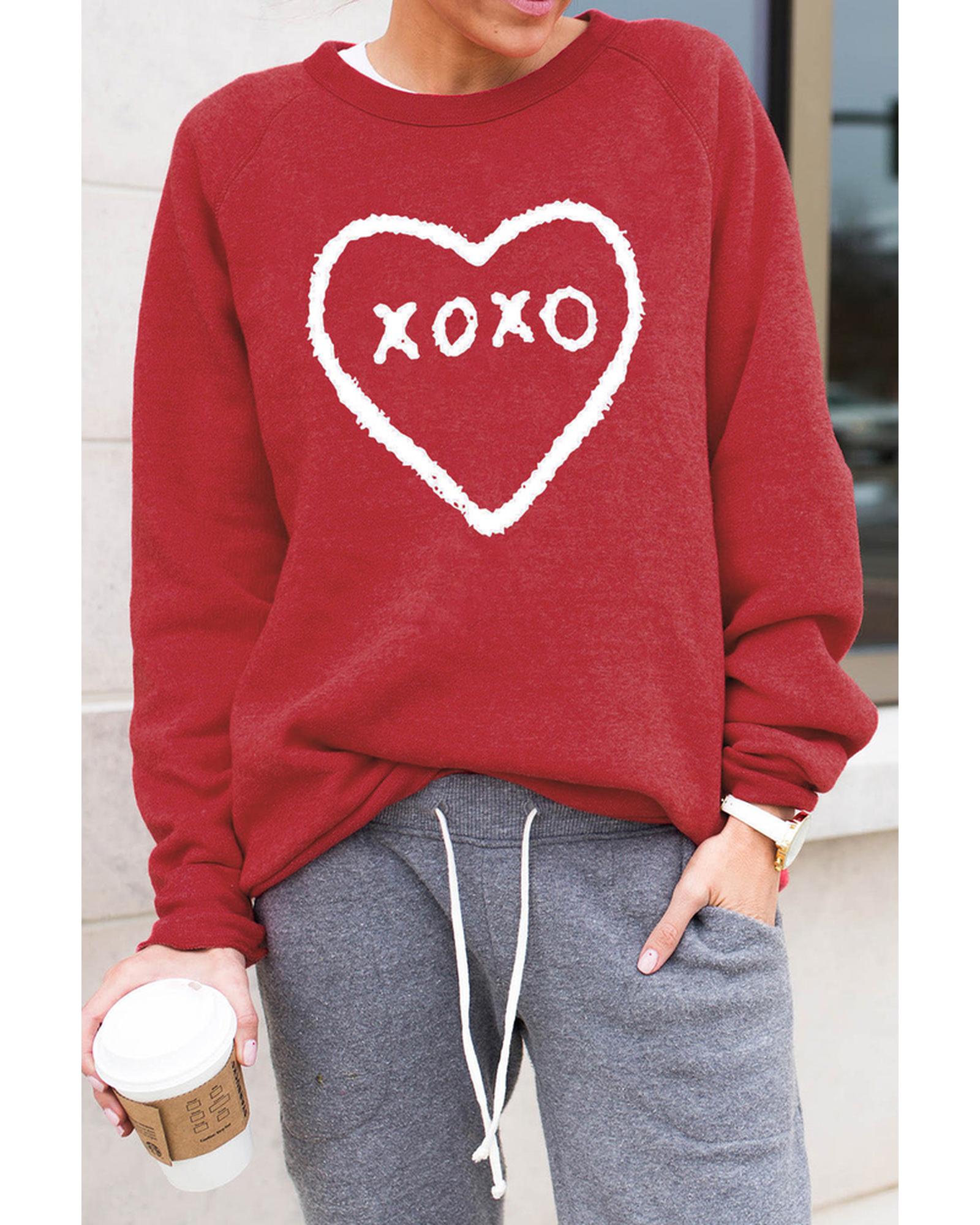 Azura Exchange Heart Pattern Print Valentines Sweatshirt