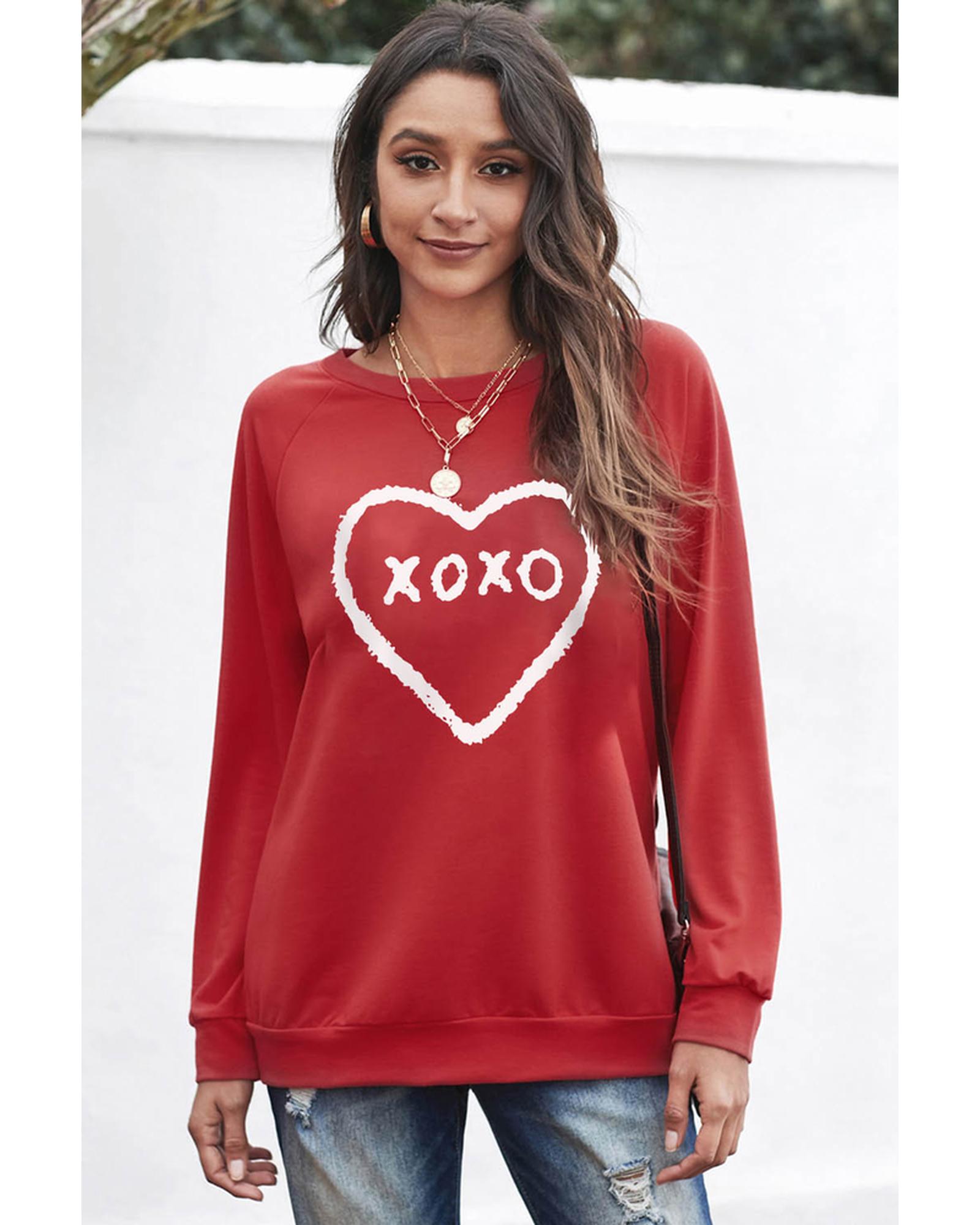 Azura Exchange Heart Pattern Print Valentines Sweatshirt