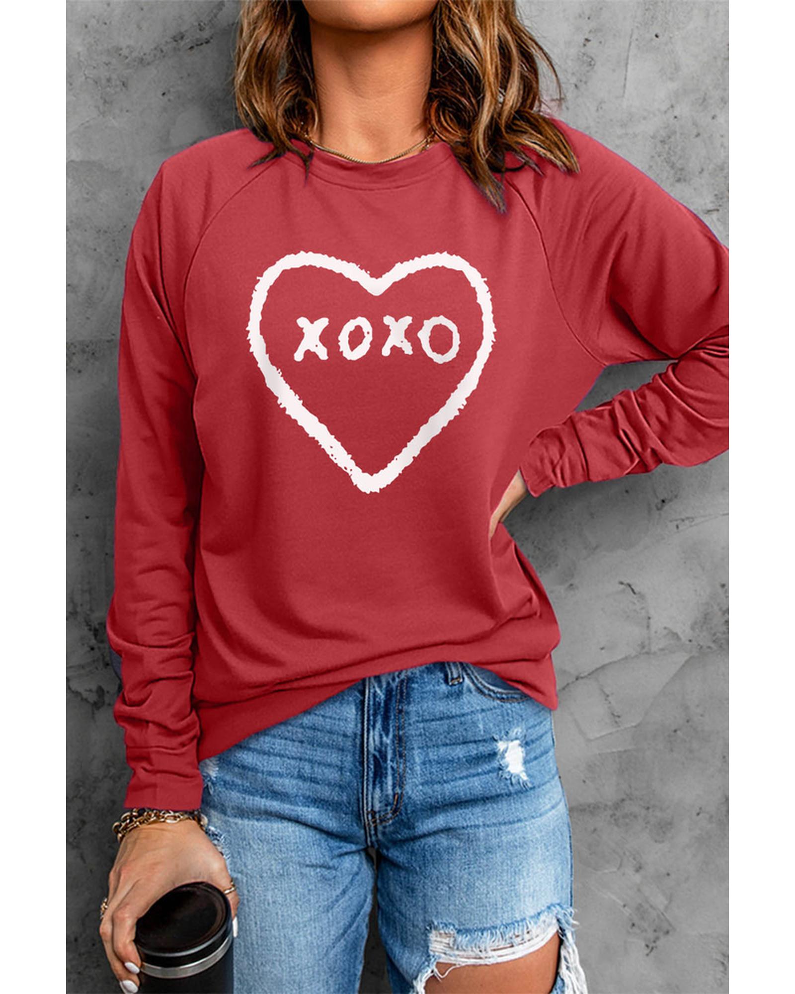 Azura Exchange Heart Pattern Print Valentines Sweatshirt