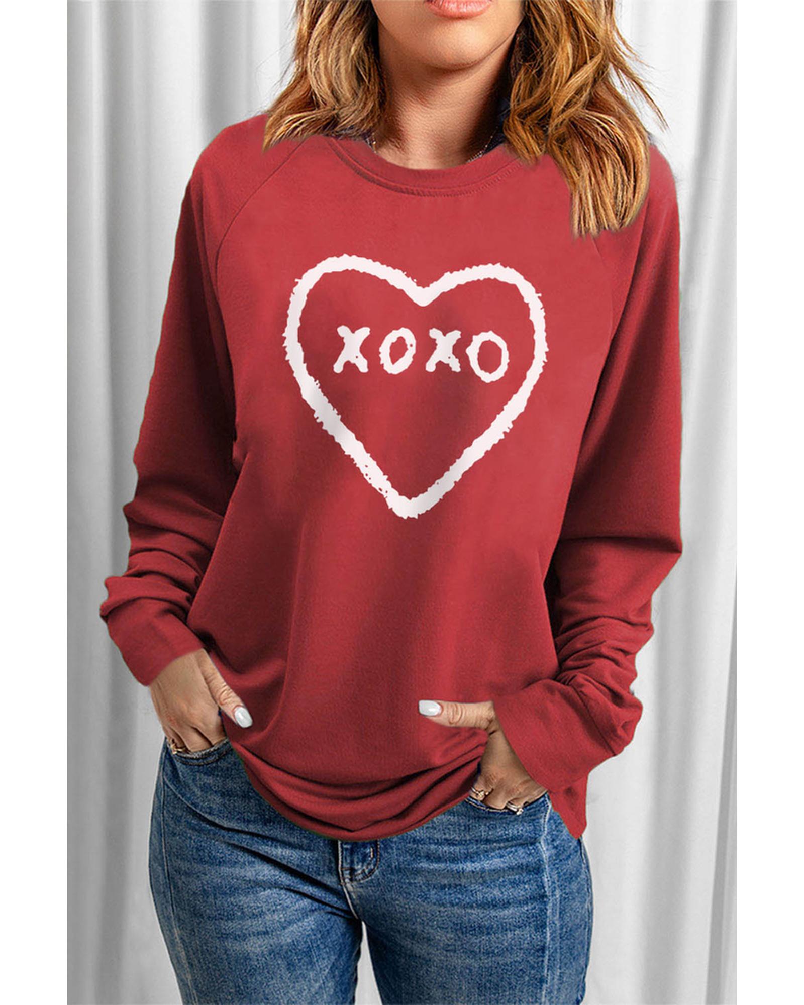 Azura Exchange Heart Pattern Print Valentines Sweatshirt