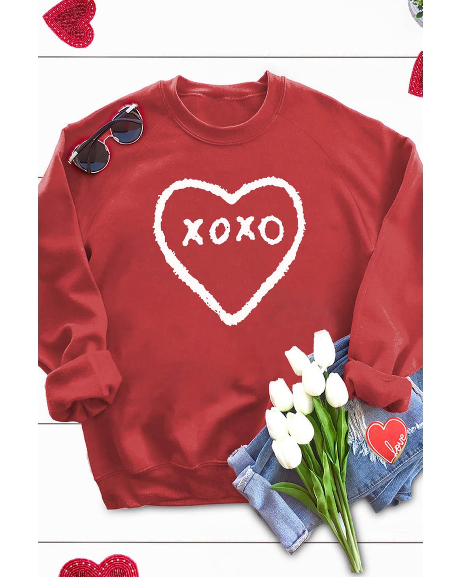 Azura Exchange Heart Pattern Print Valentines Sweatshirt