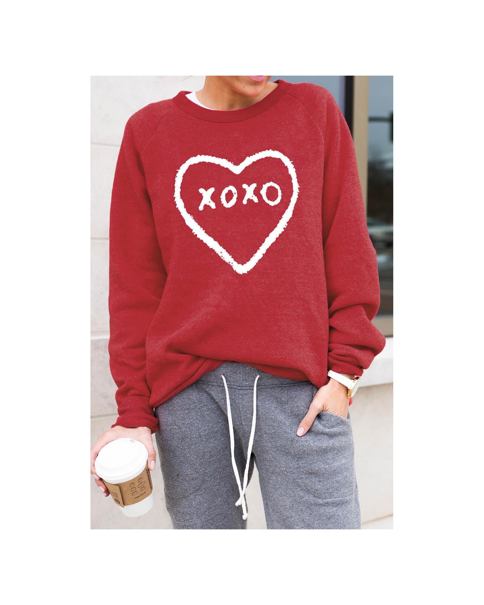 Azura Exchange Heart Pattern Print Valentines Sweatshirt