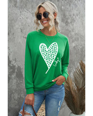 Azura Exchange Lucky Clover Heart Graphic Sweatshirt - S