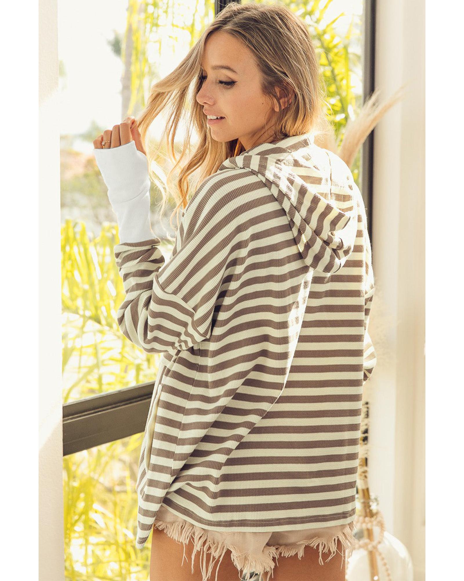 Azura Exchange Striped Oversized Hoodie with Thumbholes - L