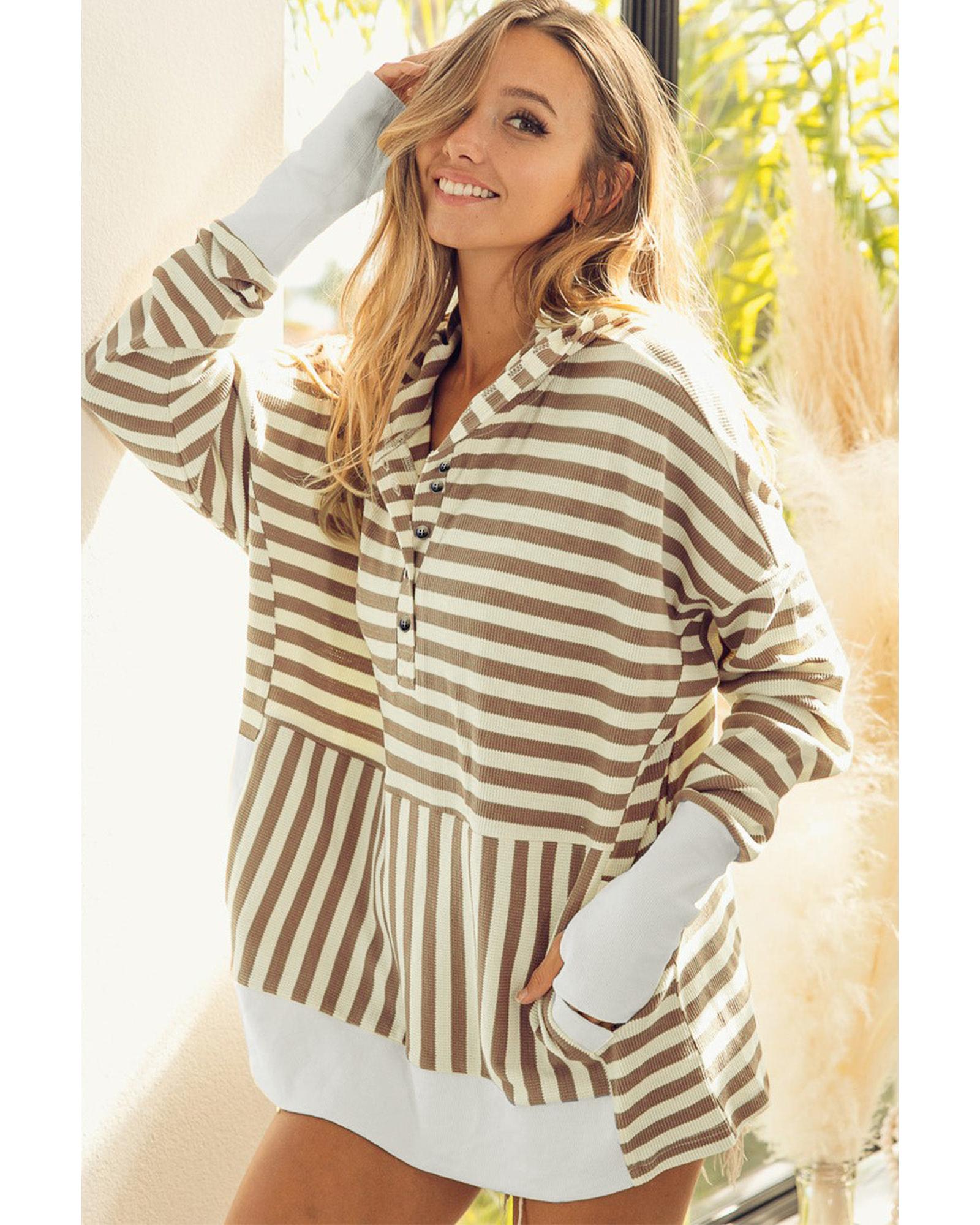 Azura Exchange Striped Oversized Hoodie with Thumbholes - L