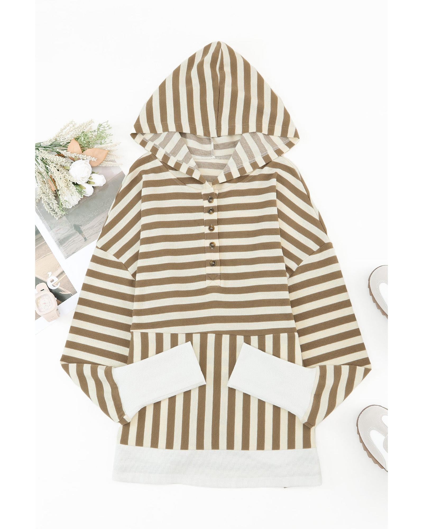 Azura Exchange Striped Oversized Hoodie with Thumbholes - L