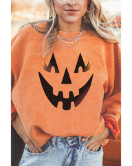 Azura Exchange Pumpkin Smile Face Graphic Sweatshirt - XL