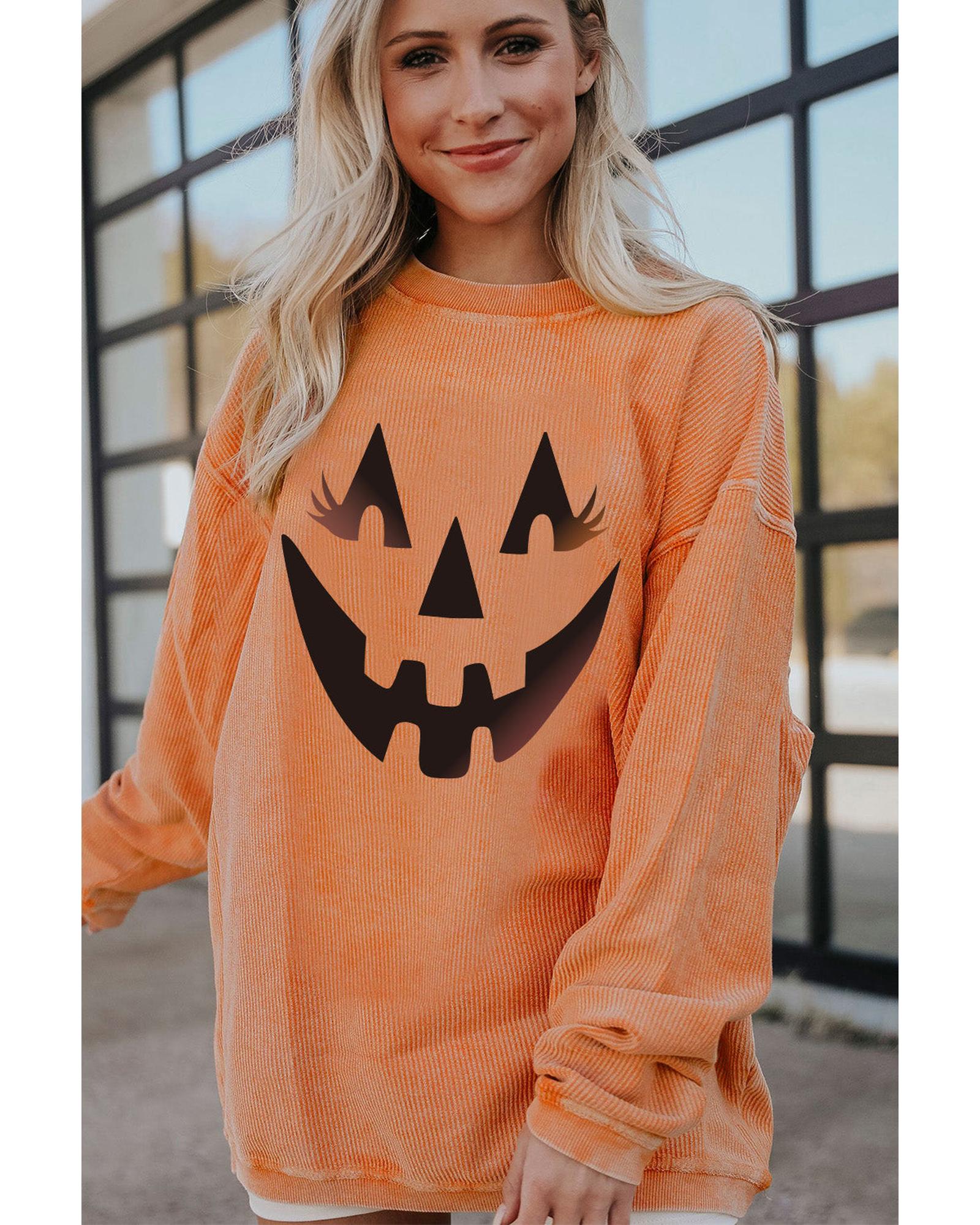 Azura Exchange Pumpkin Smile Face Graphic Sweatshirt - XL