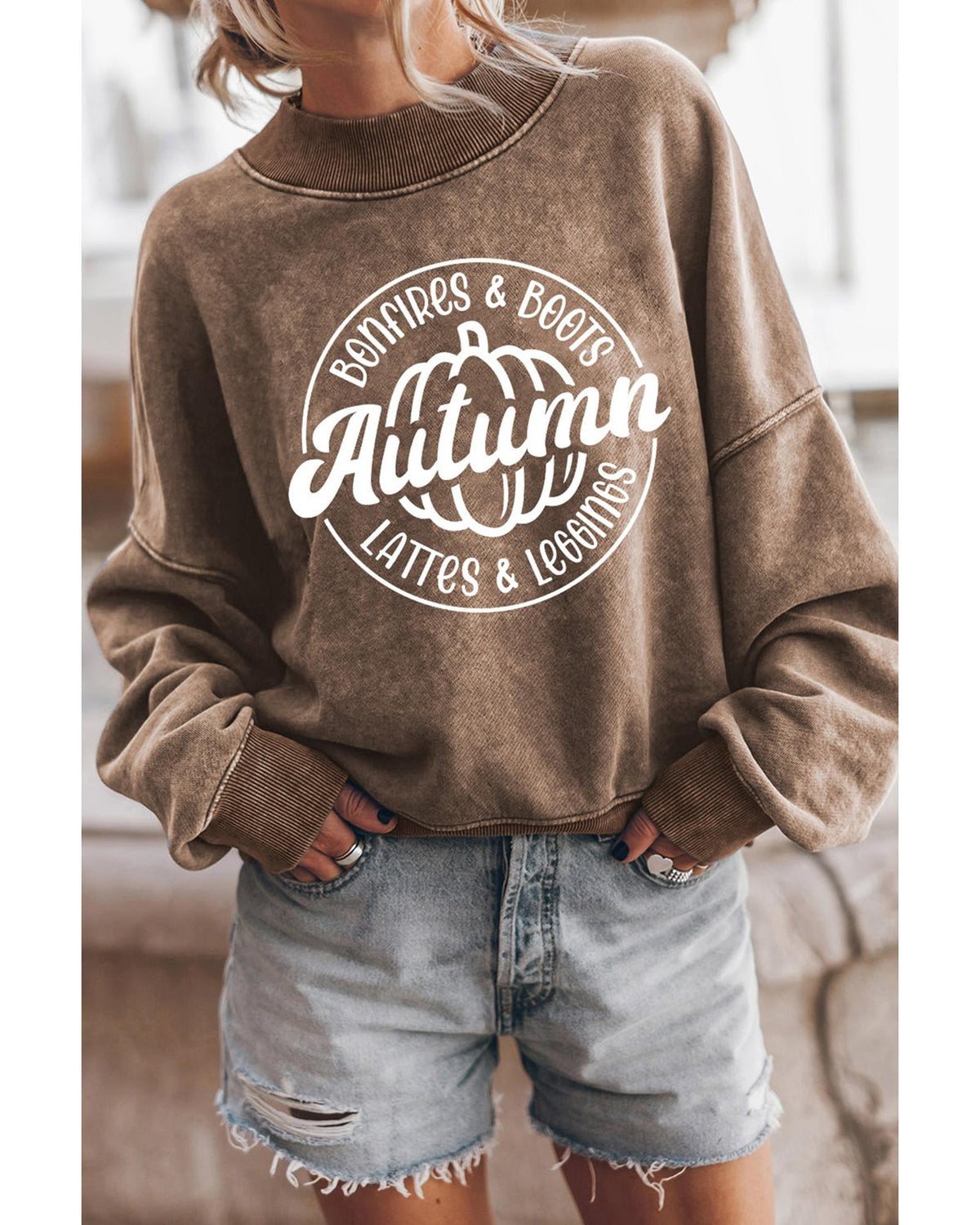Azura Exchange Autumn Pumpkin Print Drop Shoulder Sweatshirt - XL
