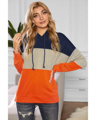 Azura Exchange Color Block Stripe Hoodie with Drawstring - XL