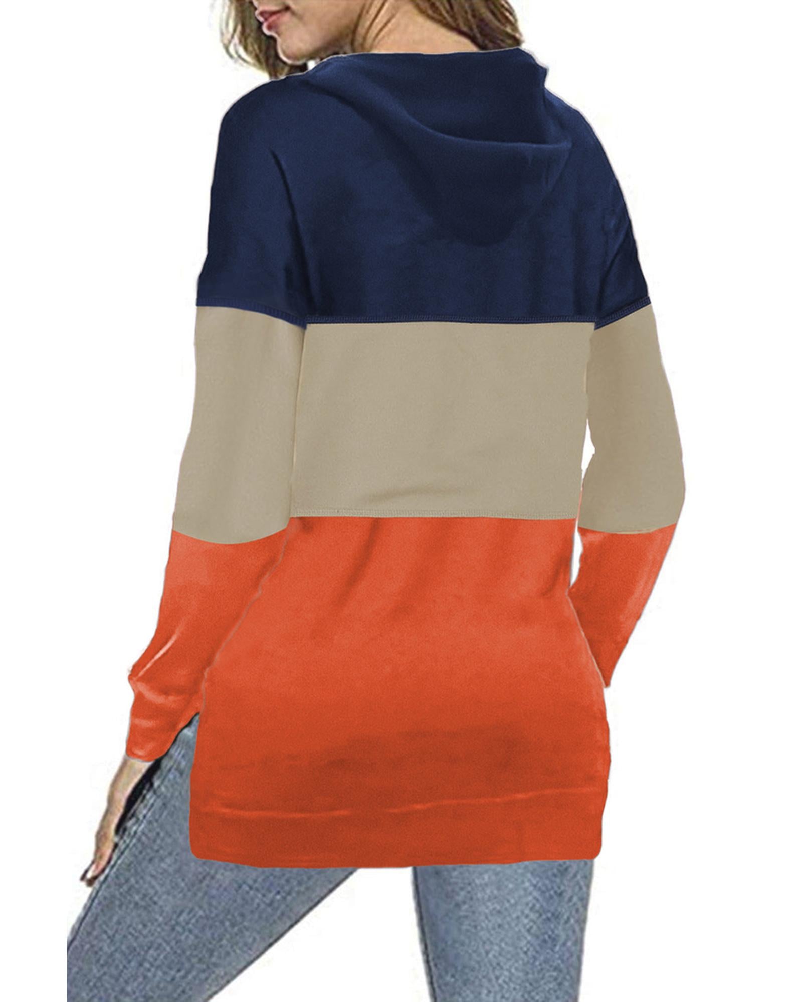 Azura Exchange Color Block Stripe Hoodie with Drawstring - XL