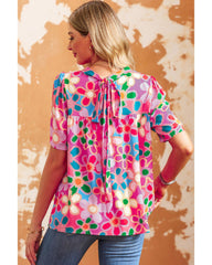 Azura Exchange Flower Print Puff Sleeve Top